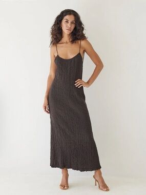 Backless Strappy Maxi Dress in Dark Brown